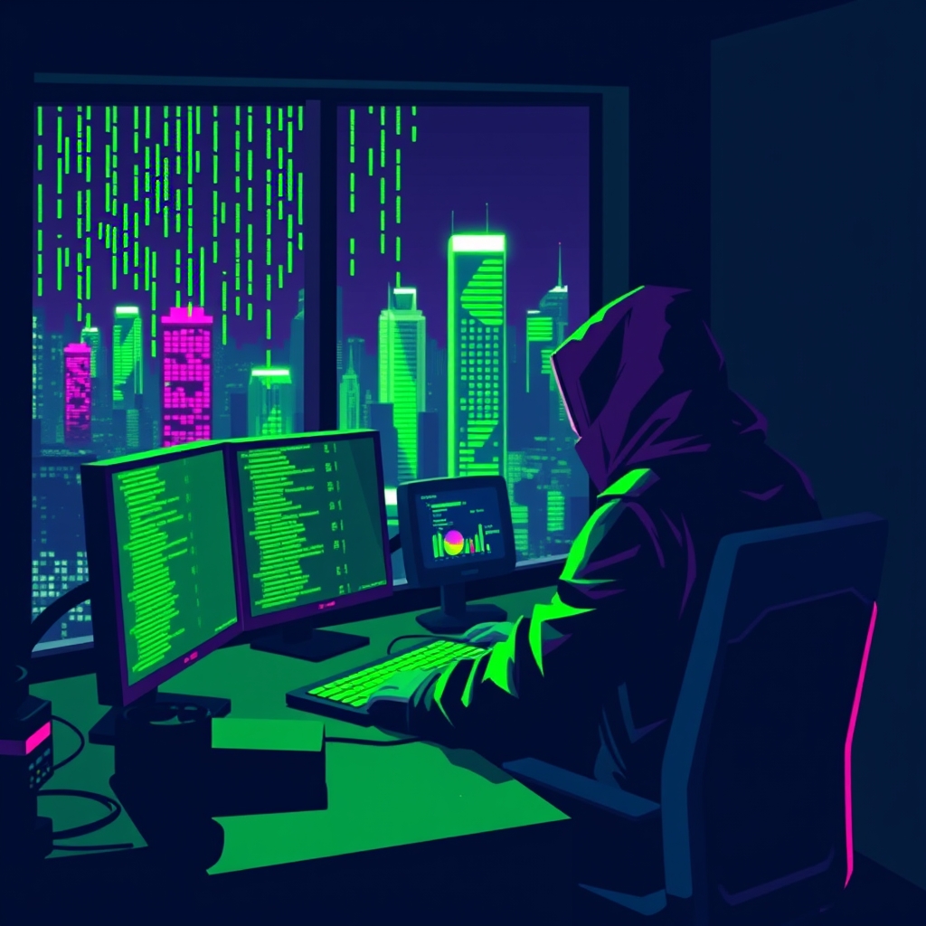 Buronan: Operator Robot Trading yang Kabur ke Luar Negeri — varian pixel-art